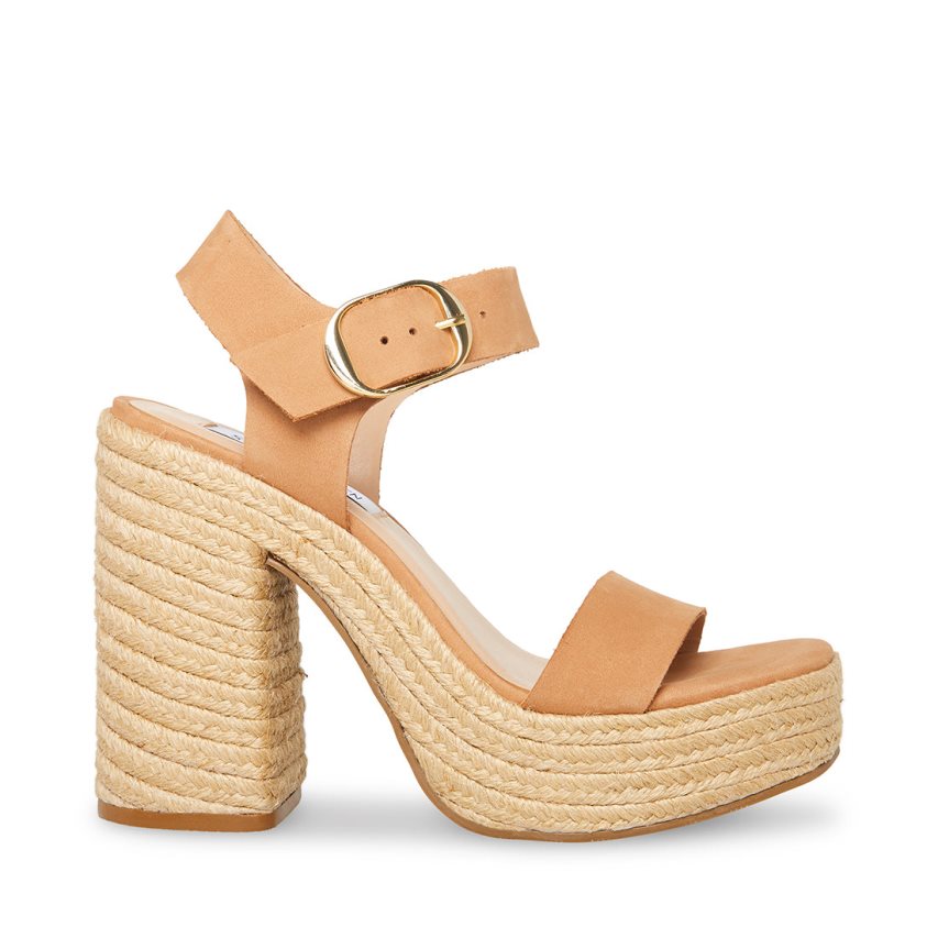 Sandalias Tacones Steve Madden Janice Nubuck Mujer Marrones Claro | ES GBSE31